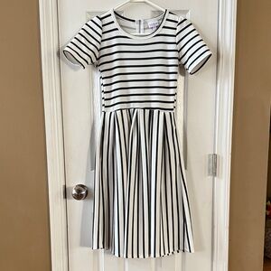 LuLaRoe Black and White Striped XXS Amelia Dress